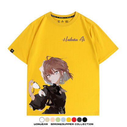 名偵探柯南灰原哀小蘭潮牌情侶原畫聯動周邊短袖夏季純棉T恤寬鬆