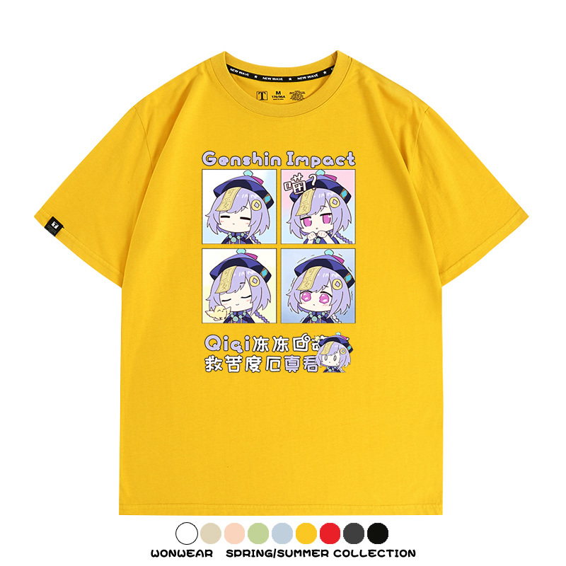 原神遊戲散兵可莉芙寧娜胡桃可愛Q版二次元周邊夏男純棉T恤衫短袖