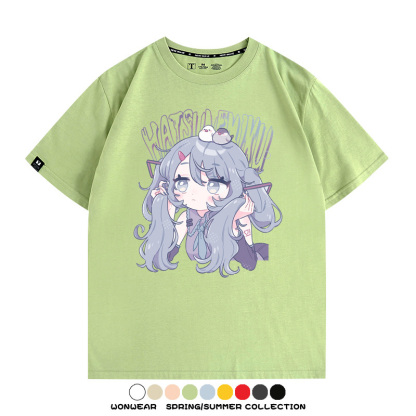 初音未來miku二次元少女元氣動漫周邊短袖夏季情侶純棉T恤男休閒