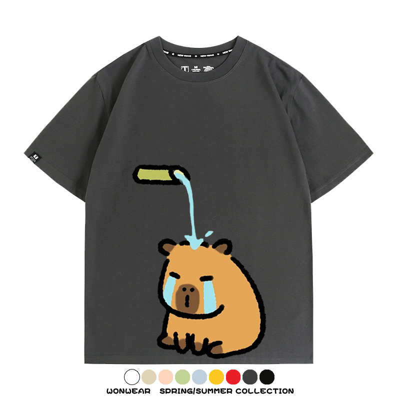 卡皮巴拉表情包 親子情侶裝寬鬆短袖T