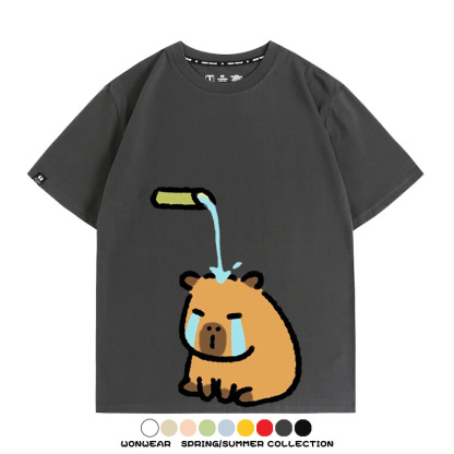 卡皮巴拉表情包 親子情侶裝寬鬆短袖T