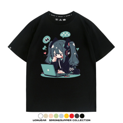 元氣日系少女機能動漫初音未來MIKU 親子情侶裝寬鬆短袖T