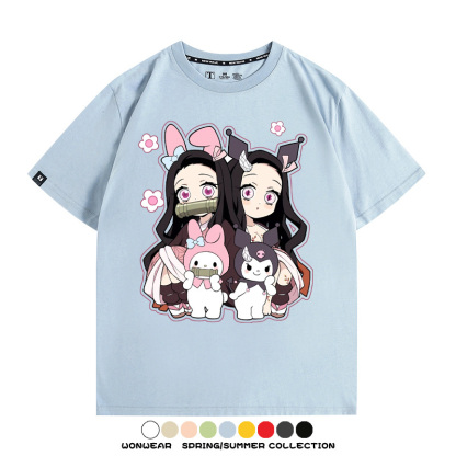 鬼滅之刃聯名三麗鷗 親子情侶裝寬鬆短袖T