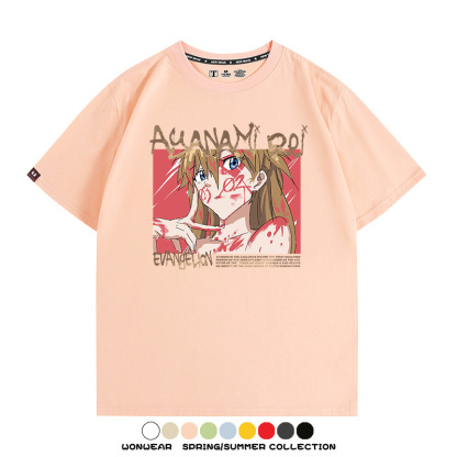 新世紀福音戰士EVA綾波麗明日香褚熏日系潮牌動漫青少年夏純棉T恤