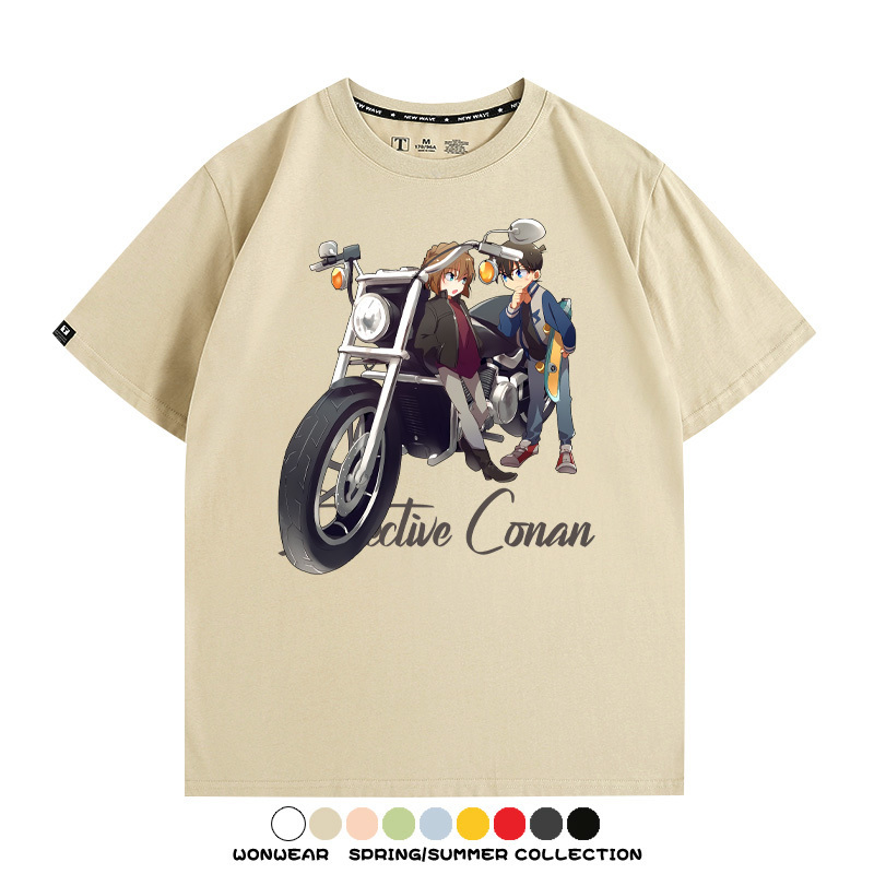 名偵探柯南灰原哀聯名機車 親子情侶裝寬鬆短袖T