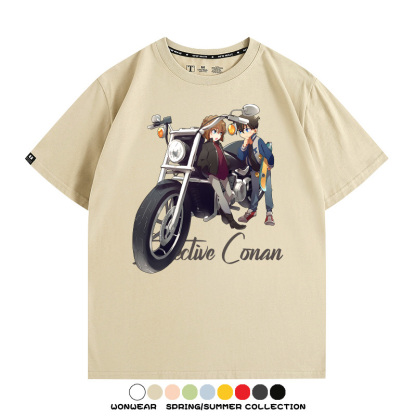 名偵探柯南灰原哀聯名機車 親子情侶裝寬鬆短袖T