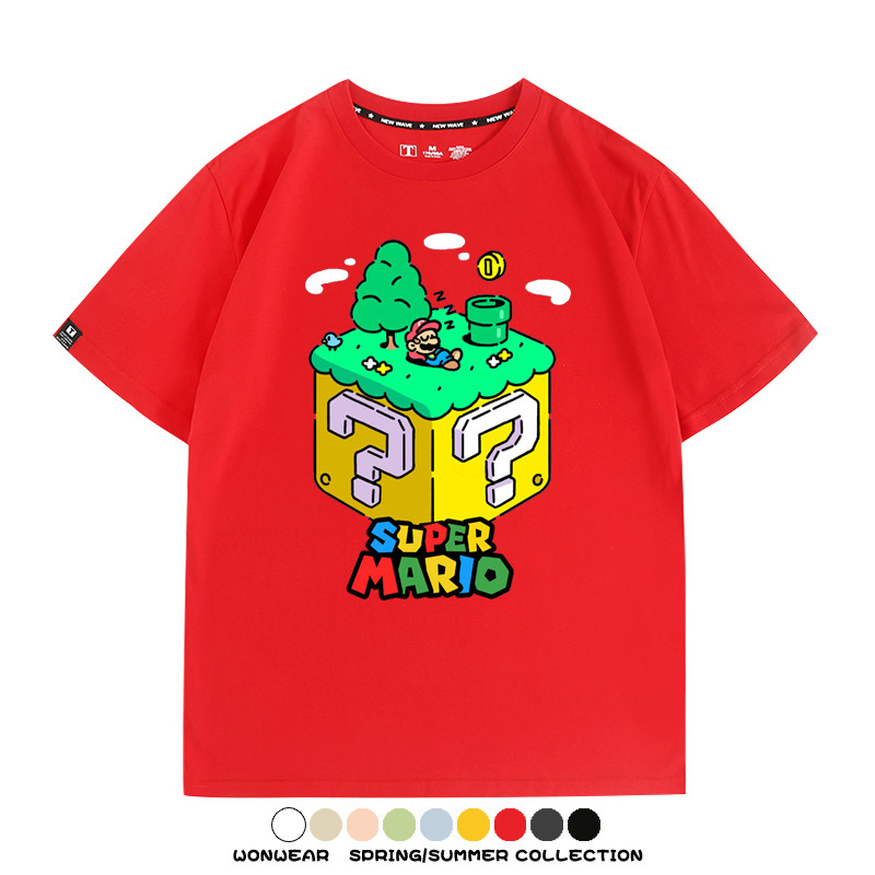 超級瑪麗瑪利歐遊戲卡通任天堂T恤純棉夏季男潮百搭短袖情侶寬鬆