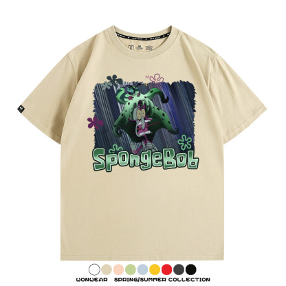 海綿寶寶章魚哥聯名JOJO奇妙冒險 親子情侶裝寬鬆短袖T