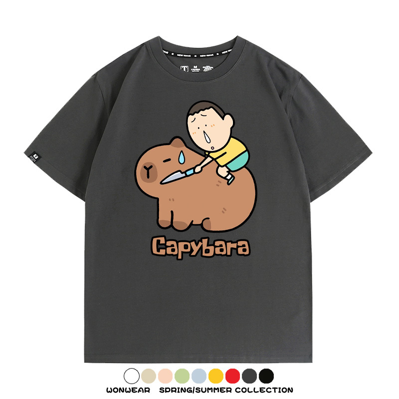 蠟筆小新卡皮巴拉水豚 親子情侶裝寬鬆短袖T