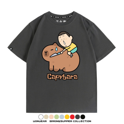 蠟筆小新卡皮巴拉水豚 親子情侶裝寬鬆短袖T