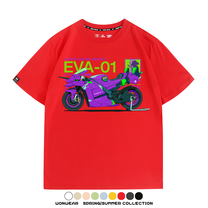 EVA初號機摩托車聯名 親子情侶裝寬鬆短袖T