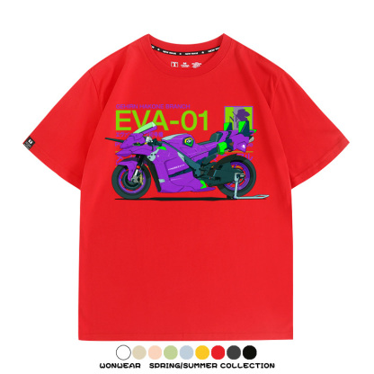 EVA初號機摩托車聯名 親子情侶裝寬鬆短袖T