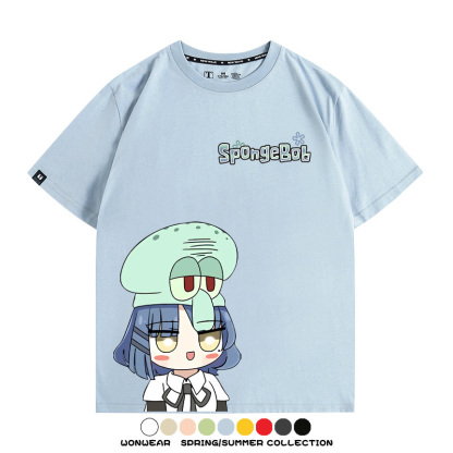 海綿寶寶x孤獨搖滾聯名 親子情侶寬鬆短袖T