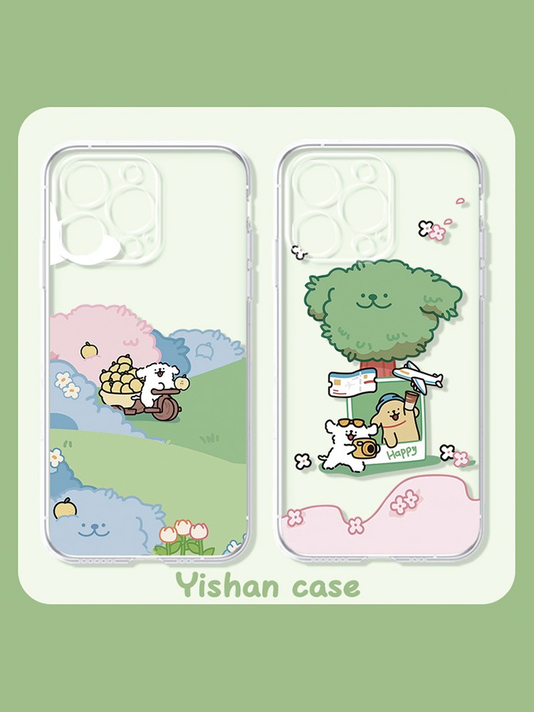 蘋果 系列線條小狗透明防摔軟殼