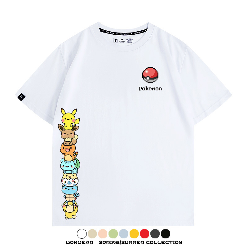 精靈寶可夢像素可愛 親子情侶裝寬鬆短袖T