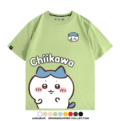Chiikawa日系萌系吉伊卡哇可愛小八烏薩奇聯名短袖夏男純棉T恤衫
