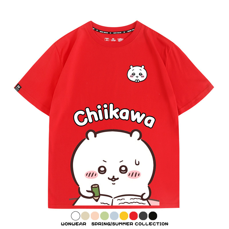 Chiikawa日系萌系吉伊卡哇可愛小八烏薩奇聯名短袖夏男純棉T恤衫