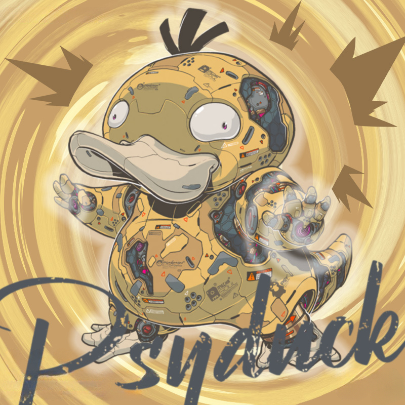 機械可達鴨精靈寶可夢 親子情侶裝寬鬆短袖T