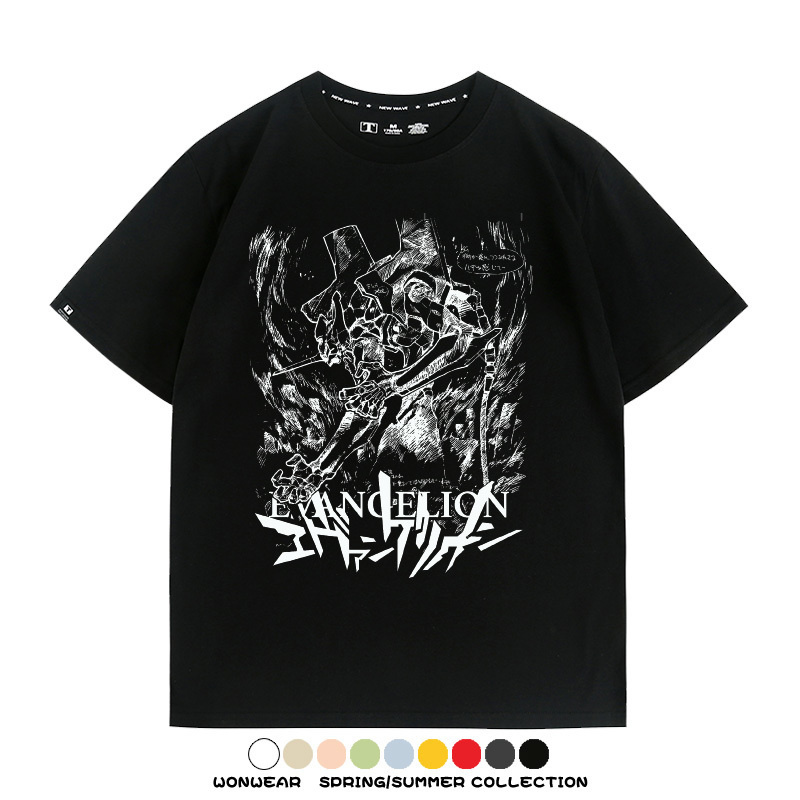 新世紀福音戰士EVA動漫周邊短袖T恤衫夏季男士純棉潮流二次元寬鬆