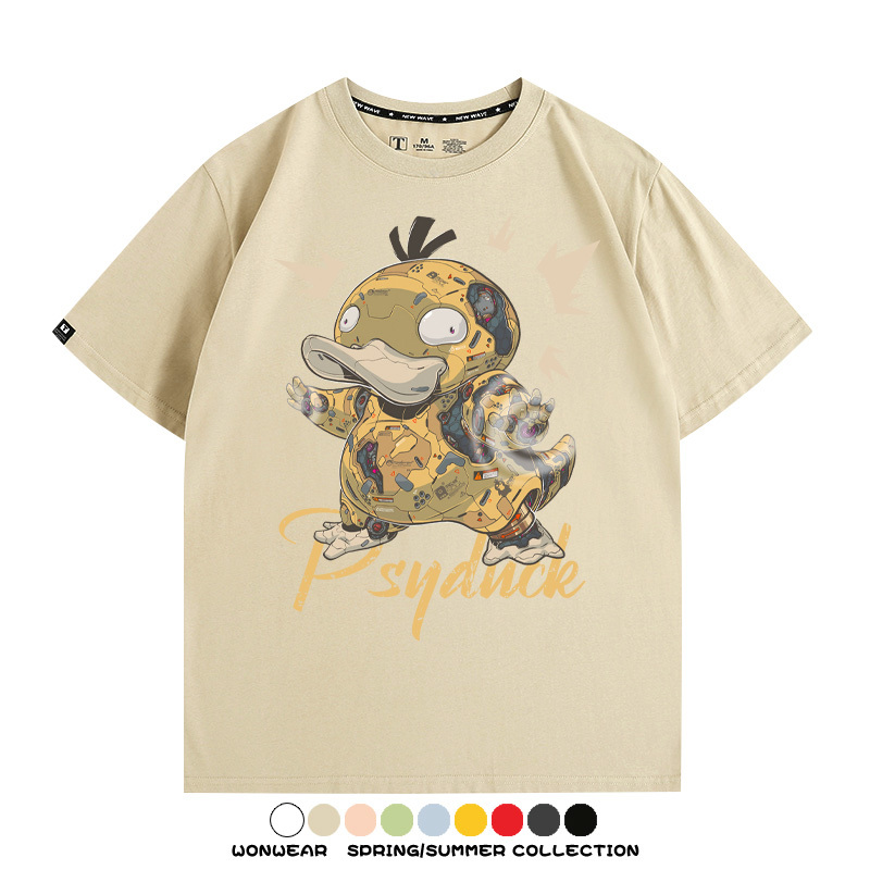 機械可達鴨精靈寶可夢 親子情侶裝寬鬆短袖T