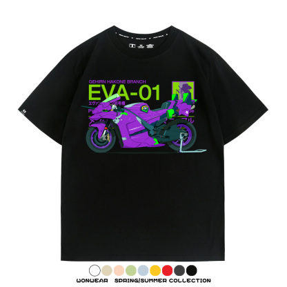 EVA初號機摩托車聯名 親子情侶裝寬鬆短袖T