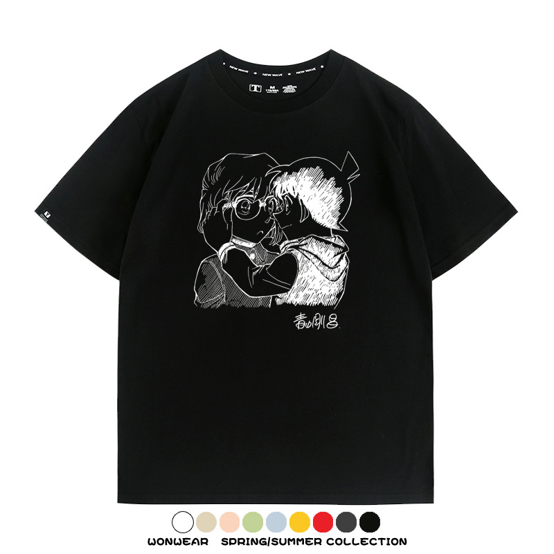 名偵探柯南灰原哀小蘭潮牌情侶原畫聯動周邊短袖夏季純棉T恤寬鬆