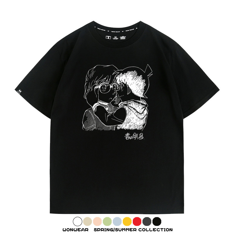 名偵探柯南灰原哀小蘭潮牌情侶原畫聯動周邊短袖夏季純棉T恤寬鬆
