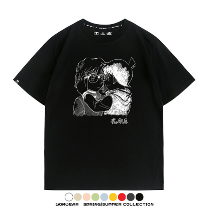 名偵探柯南灰原哀小蘭潮牌情侶原畫聯動周邊短袖夏季純棉T恤寬鬆