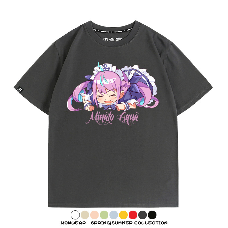 Hololive虛擬主播vtuber湊阿庫婭 親子情侶裝寬鬆短袖T