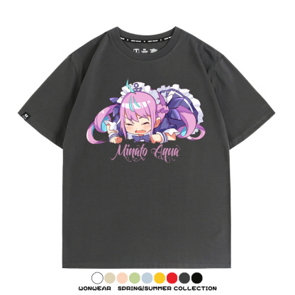 Hololive虛擬主播vtuber湊阿庫婭 親子情侶裝寬鬆短袖T