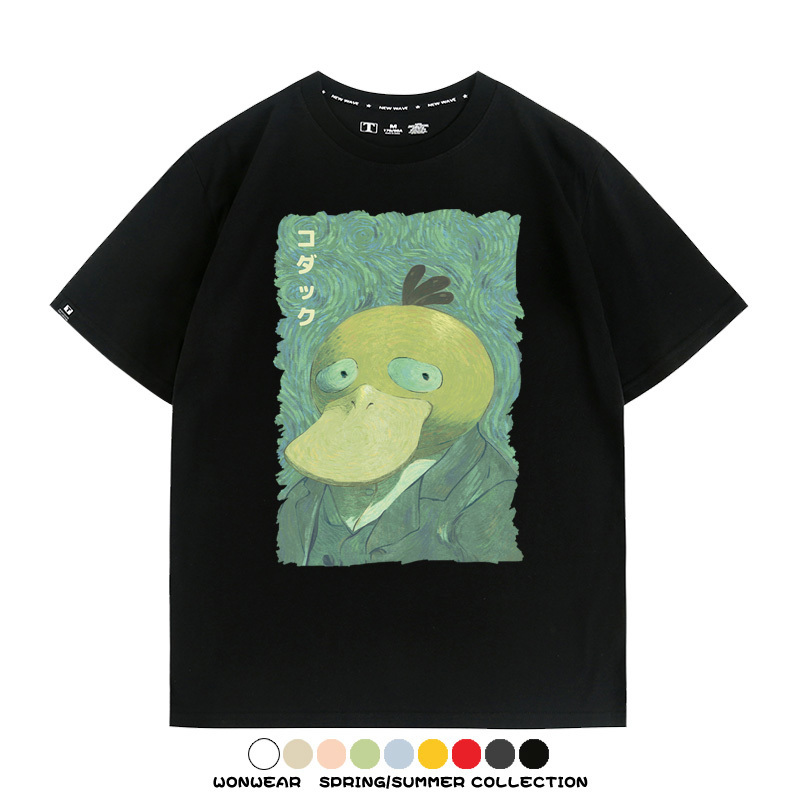 寶可夢可達鴨世界名畫聯名 親子情侶裝寬鬆短袖T