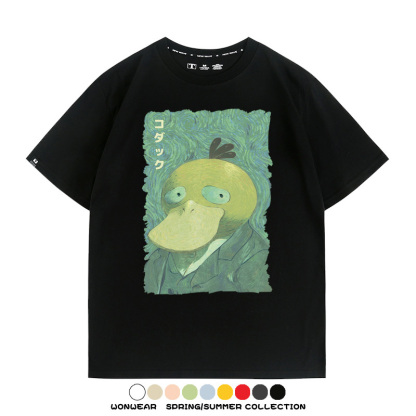 寶可夢可達鴨世界名畫聯名 親子情侶裝寬鬆短袖T