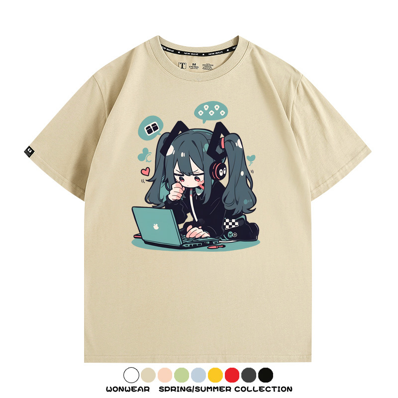 元氣日系少女機能動漫初音未來MIKU 親子情侶裝寬鬆短袖T