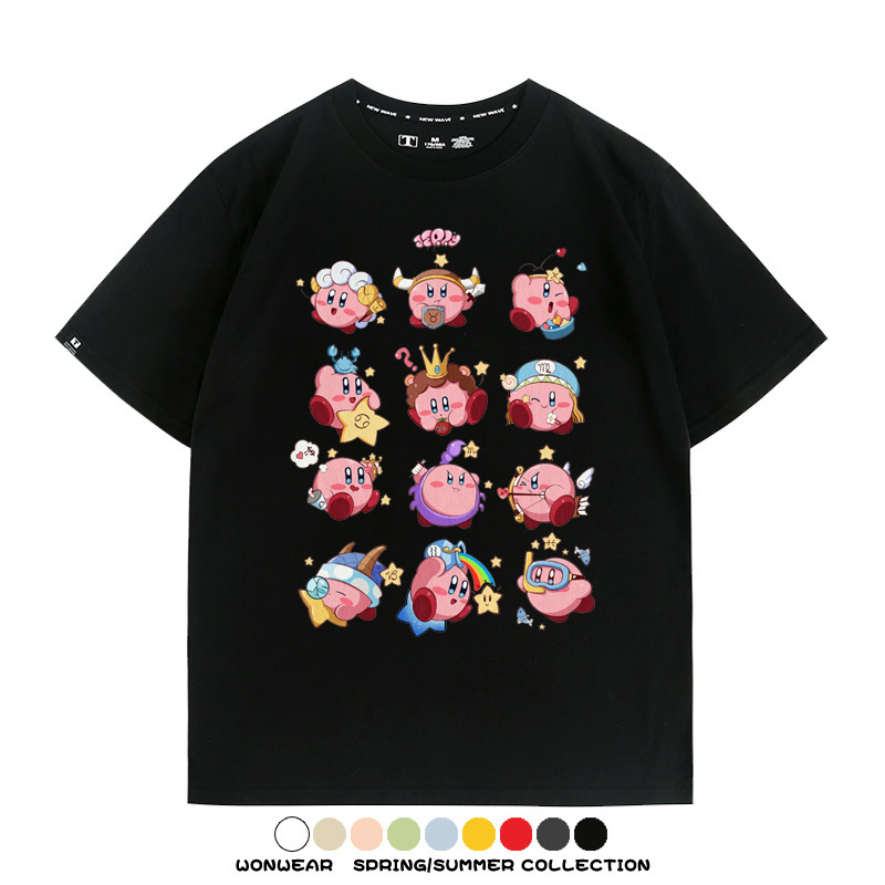 星之卡比任天堂遊戲周邊T恤十二星座生肖聯名款短袖夏季情侶上衣