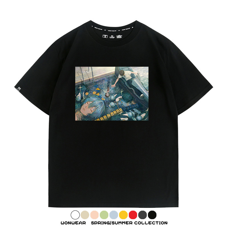 新世紀福音戰士EVA藝術插畫潮牌印花T恤夏季男潮純棉短袖寬鬆上衣