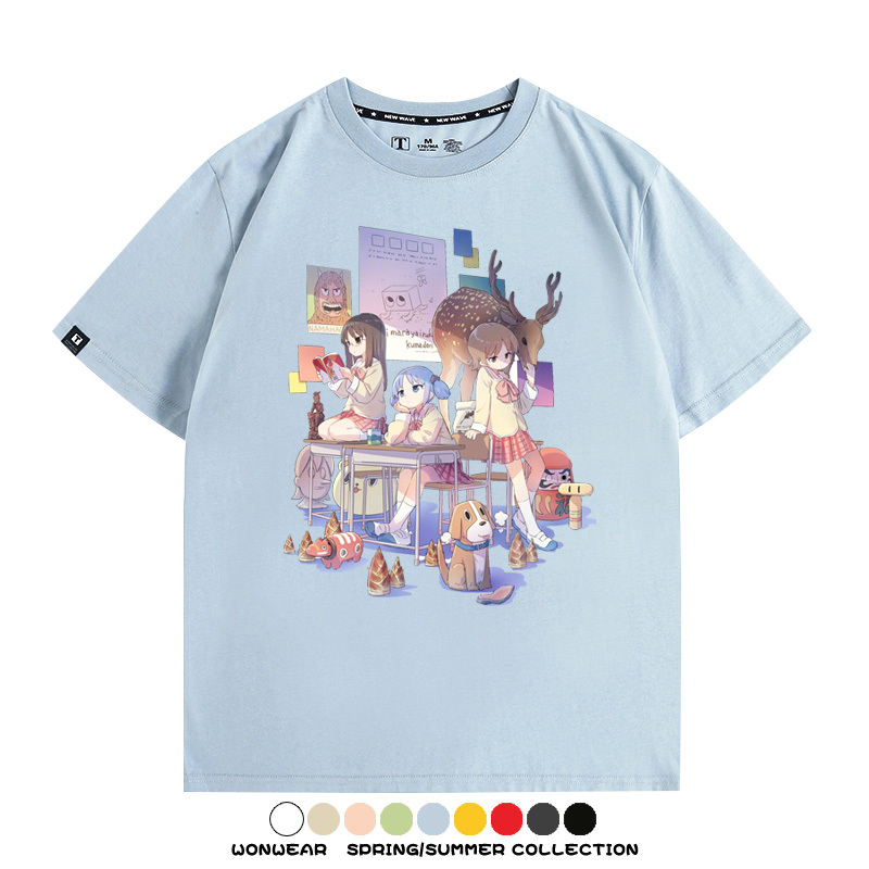 搞笑動漫日常二次元周邊短袖夏季男士純棉T恤衫青少年學生潮上衣