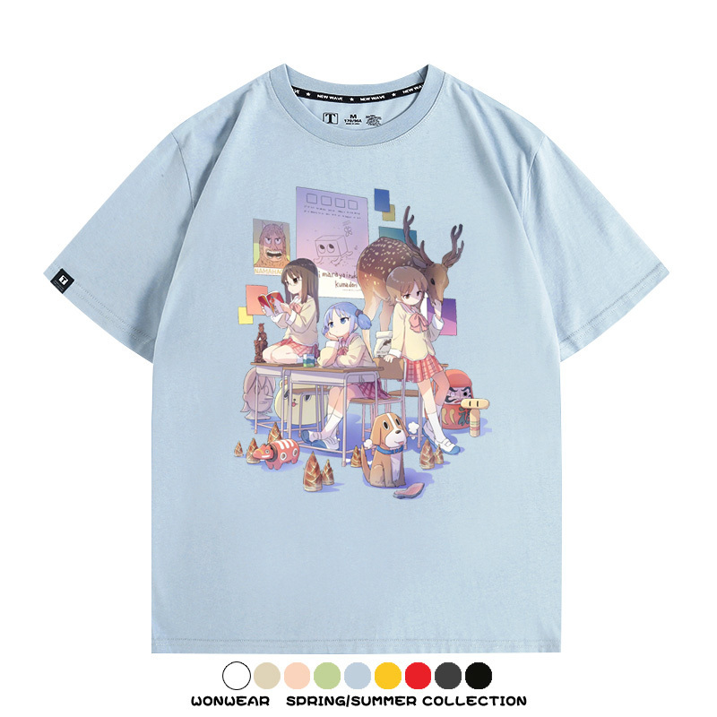 搞笑動漫日常二次元周邊短袖夏季男士純棉T恤衫青少年學生潮上衣