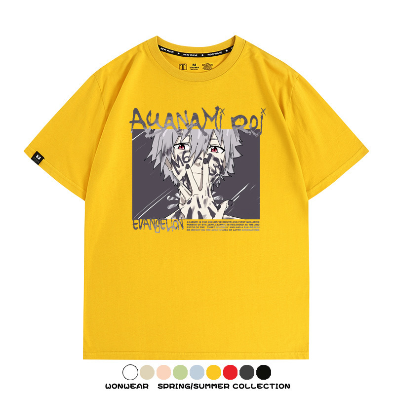 新世紀福音戰士EVA綾波麗明日香褚熏日系潮牌動漫青少年夏純棉T恤