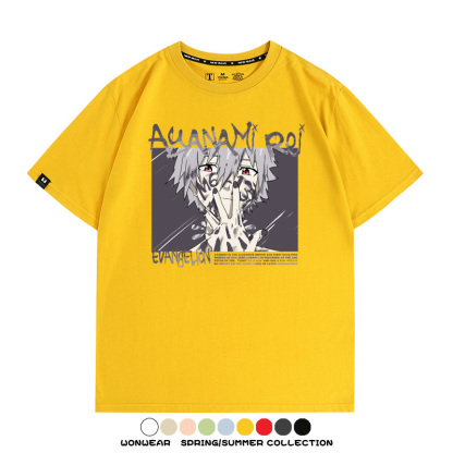 新世紀福音戰士EVA綾波麗明日香褚熏日系潮牌動漫青少年夏純棉T恤