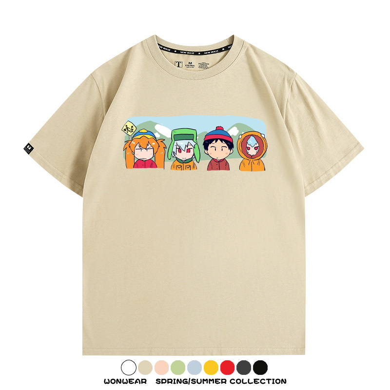 EVA聯名南方公園情侶裝短袖衰仔樂園福音戰士卡通t恤衫純棉上衣服