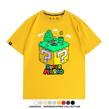 超級瑪麗瑪利歐遊戲卡通任天堂T恤純棉夏季男潮百搭短袖情侶寬鬆