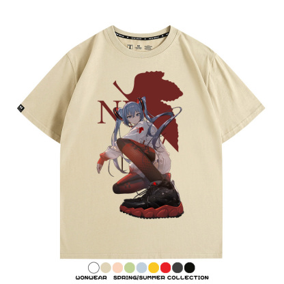 初音未來聯名明日香情侶裝t恤衫EVA二次元動漫周邊純棉短袖上衣服
