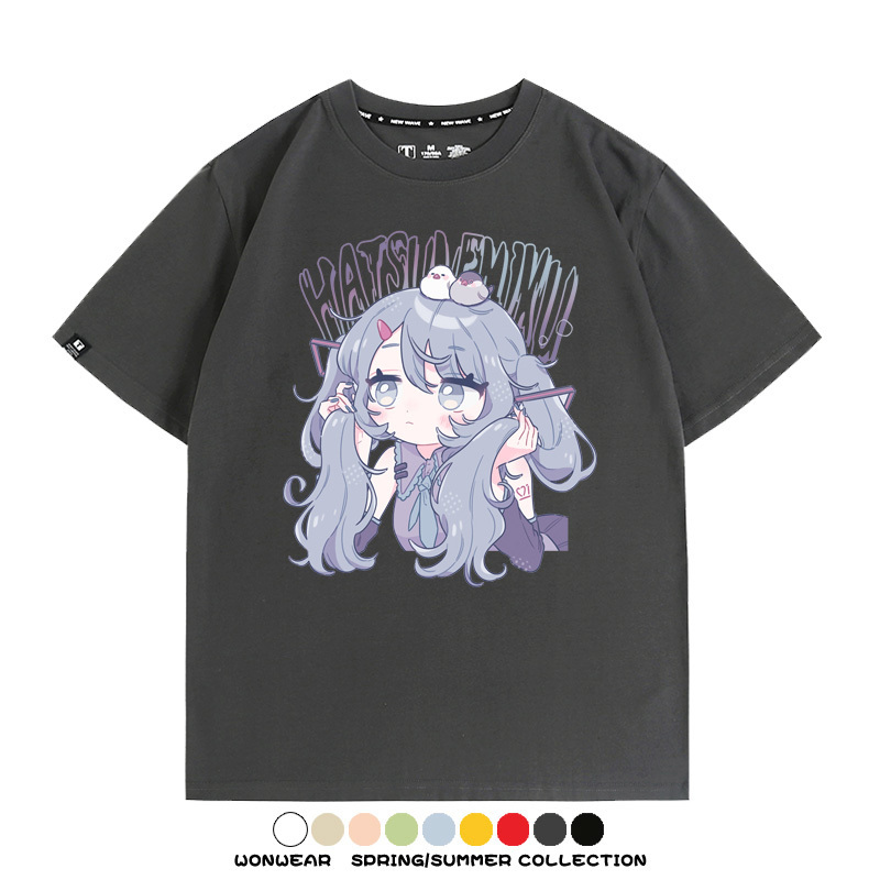 初音未來miku二次元少女元氣動漫周邊短袖夏季情侶純棉T恤男休閒