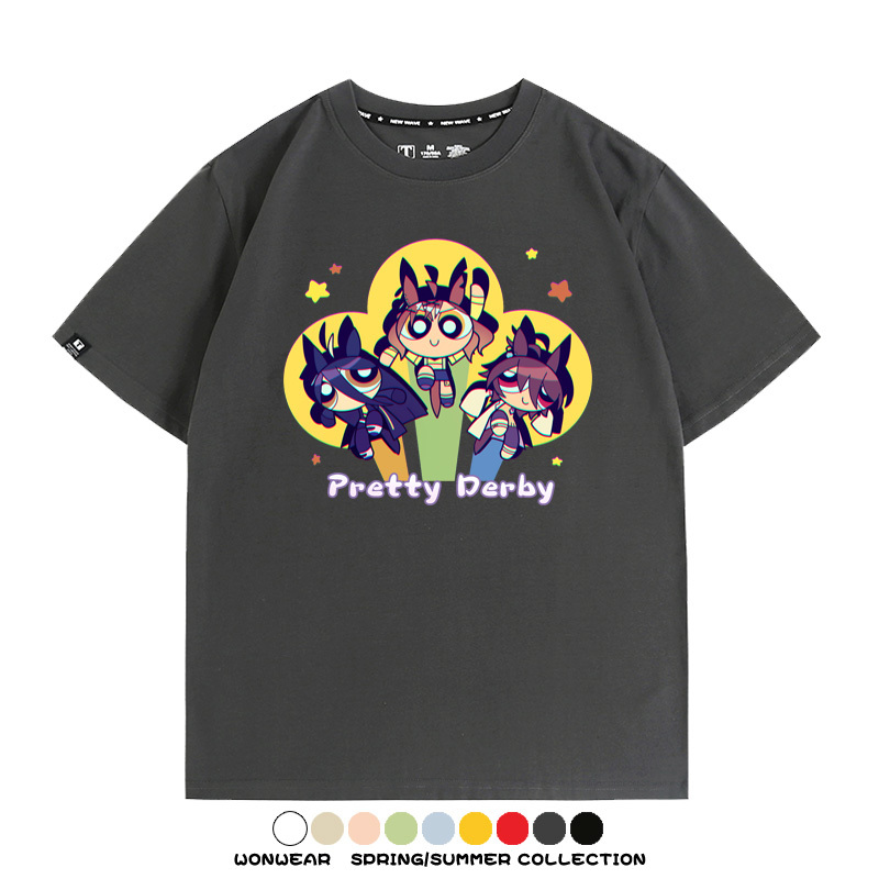 飛天小女警動漫聯動賽馬娘卡通東海帝王二次元青少年夏季純棉T恤