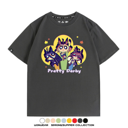 飛天小女警動漫聯動賽馬娘卡通東海帝王二次元青少年夏季純棉T恤