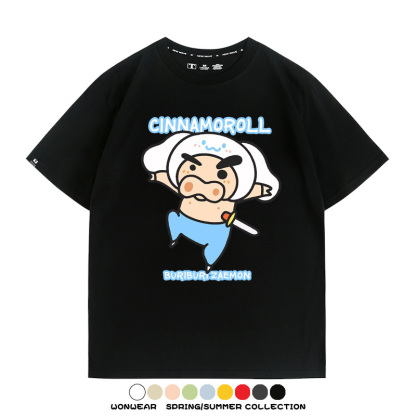 三麗鷗x蠟筆小新肥嘟嘟左衛門 親子情侶寬鬆短袖T