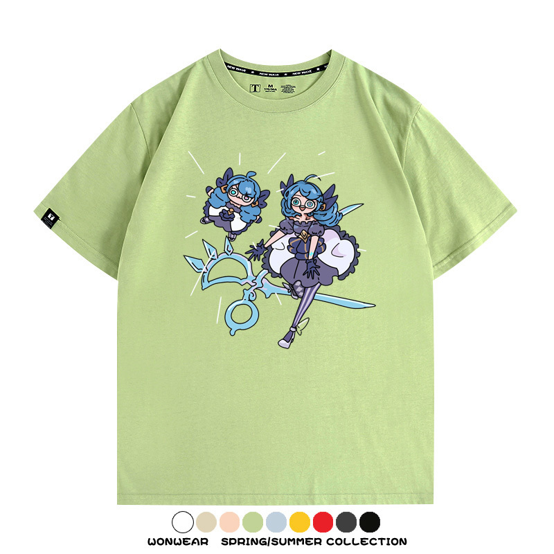 LOL聯盟卡通Q版英雄靈羅娃娃格溫斯莫德周邊短袖夏季男士純棉T恤