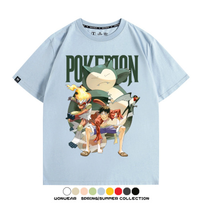 航海王精靈寶可夢 親子情侶裝寬鬆短袖T