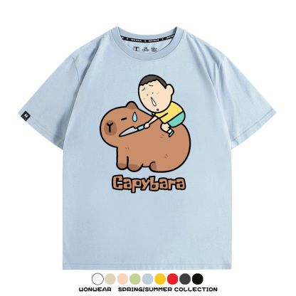 蠟筆小新卡皮巴拉水豚 親子情侶裝寬鬆短袖T