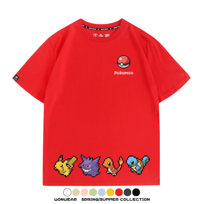 精靈寶可夢像素可愛 親子情侶裝寬鬆短袖T